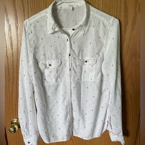Maurices Button down top - Large - White/gold